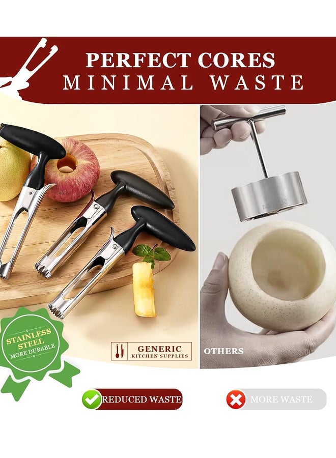 أداة تقطيع لب التفاح من الفولاذ المقاوم للصدأ - تصميم سهل الضغط لتقطيع سريع، مقبض مانع للانزلاق - مزيل بذور الفواكه والخضراوات، آمنة للغسل في غسالة الأطباق - Image 4